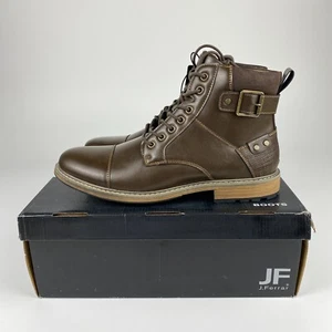 J. Ferrar Mens Slate Block Heel Lace Up Boots Brown 10.5M NIB Buckle Comfort - Picture 1 of 11