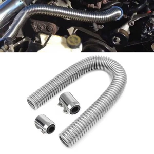 24" High Quality Car Radiator Vent Hose w/ Flexible Stainless Steel Chrome Caps - Picture 1 of 15