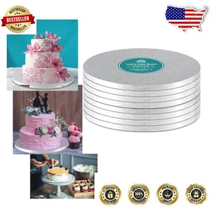 Elegant Silver 16-Inch Cake Drum Boards - 1/2 Inch Thick, Set of 8 for Events - Picture 1 of 9