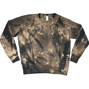 Tie Dye Jumper Grunge Bleached Black Lace Hippie Embroidered Floral Boho M VGC - Picture 1 of 12