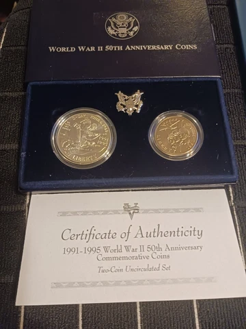 1991-1995 WWII 50th Anniversary Uncirculated 2 pc set, OGP with COA [#52] Cover