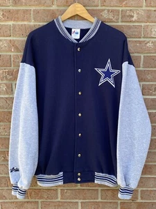 Vintage 90s Majestic Dallas Cowboys Cotton Varsity Snap Button Jacket Men’s XL - Picture 1 of 5