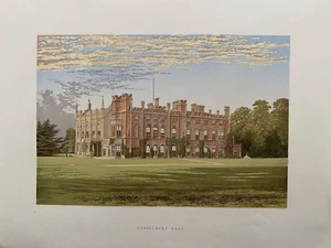 1880 Antique Print: Cassiobury House, Watford, Hertfordshire after Lydon - Picture 1 of 2