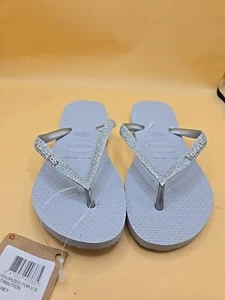 Havaianas Ice Grey Glitter Womens Flip Flops US 1 NWT - Picture 1 of 5