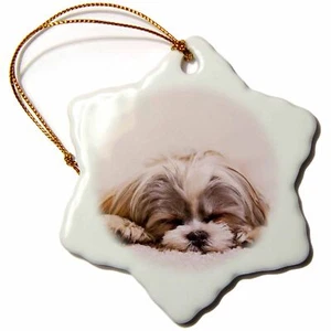 3dRose Shih Tzu. Sleeping. Best friend. 3 inch Snowflake Porcelain Ornament - Picture 1 of 1