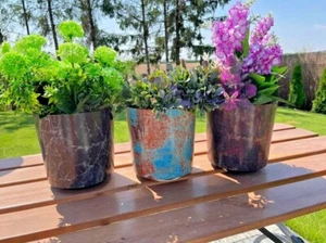 Blumentopf Pflanzentopf Balkontopf Blumenkübel Rost Marmor Übertopf - Bild 1 von 15