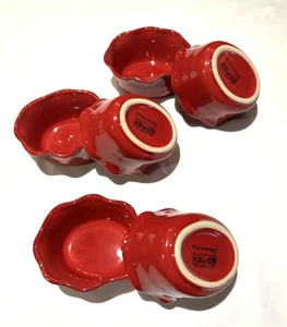 Grestel Steinzeug Auflaufförmchen Portugal 6 Stück Rot Geraffter Rand Backformen 8 Unzen - Bild 1 von 9