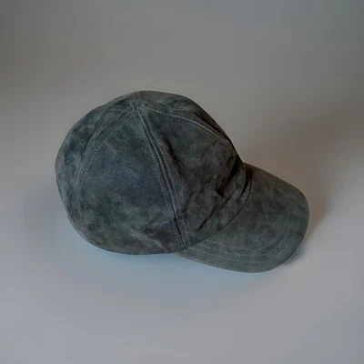 ISABEL MARANT Gray Suede Logo Baseball Cap O/S Hat Leather Quiet Luxury Sports - Image 1 of 4