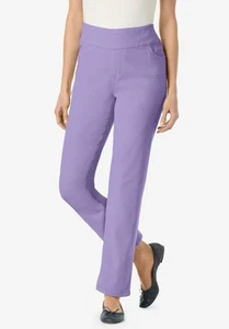 Woman Within Plus Size Flex-Fit Pull-On Straight-Leg Denim Jean - Picture 1 of 69