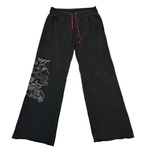 Vintage Y2K Lucky Brand Sweatpants Womens XL Black Red Nagoya Embroidered Asian - Picture 1 of 10