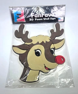 Letrero de pared de espuma 3D FanFave Rudolph decoración de Navidad nuevo sellado 15" - Imagen 1 de 1