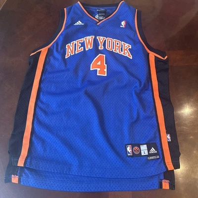 Camiseta deportiva de los New York Knicks para hombre pequeña azul NBA baloncesto Nate Robinson #4 Adidas Foto 1 de 4