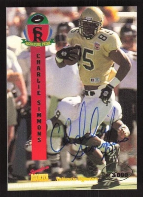 1995 SIGNATURE ROOKIES CHARLIE SIMMONS 38 XRC AUTOGRAPH 1/3000 GEORGIA TECH - Image 1 of 2