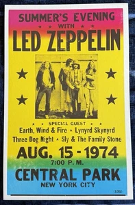 Led Zeppelin 1974 NYC Central Park Handbill Lynyrd Skynyrd 22x14 EX COND  - Picture 1 of 2