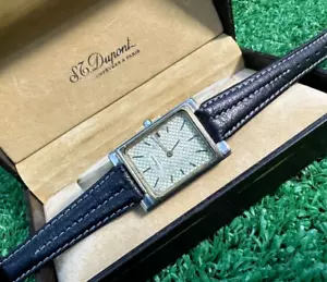Vintage St Dupont Paris Watch Quartz Tout Acier Tank By Eterna w/box Ladies Rare - Picture 1 of 23