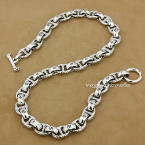 Huge Heavy 925 Sterling Silver Necklace Biker Punk Jewellery 8W006NB 18~36in - Picture 1 of 22