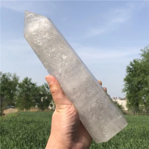 Varita de cristal natural Reiki obelisco de cuarzo transparente de 3,6 lb decoración de puntos regalo XA6188 - Imagen 1 de 12