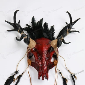 Maschera costume Halloween con piuma - Foto 1 di 21