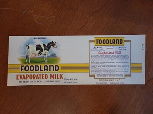 Foodland Evaporated Milk Can Paper Label 14 1/2 Oz Cleveland Ohio Dairy Cow - Picture 1 of 1