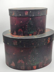 Set Of 2 Bob's Boxes. Primitive Christmas "Santa’s Sleigh Ride" - Picture 1 of 23