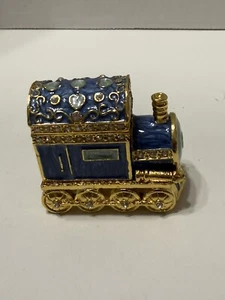 Taylor Avedon Train Enamel Painted Jeweled Trinket/ Box NOS 2.5”x2.5”x1..25” - Picture 1 of 10