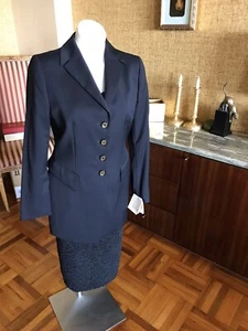 NWT ESCADA Elements Dark Blue BLAZER s 38 US 8 100 % Pure Wool. Made in GERMANY - Picture 1 of 11