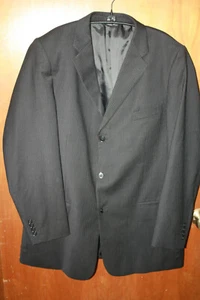 Mens Wool Blazer Pinstripe Dark 100% Wool Claiborne Mens Size 48L - Picture 1 of 8