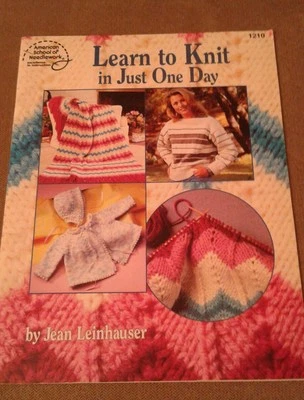 LEARN TO KNIT IN JUST ONE DAY by Jean Leinhauser Craft Leaflet 1994 - Image 1 of 2
