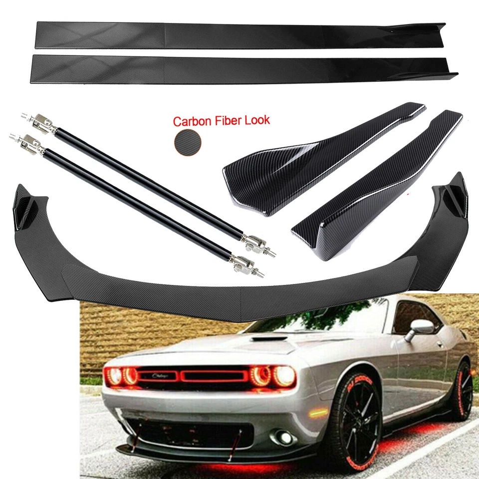 For Dodge Challenger Side Skirt Front Bumper Lip Splitter Spoiler Rear Carbon F Foto 1 de 4