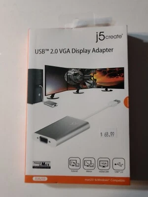 USB 2.0 to VGA Display Adapter JUA210 Windows & Mac Compatible J5Create NEW - Image 1 of 3