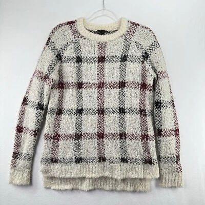 Теория свитер женщин Sz S клетку белый черный красный Innis Mohair шерсти альпака экипажа - Изображение 1 из 4