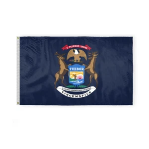 Bandiera Stato Michigan Singolo Lato Stampa Reversa 200D Nylon Interno Esterno Striscione - Foto 1 di 34