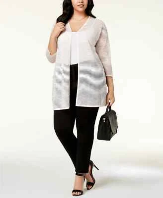 Alfani Plus вискозная смесь иллюзия полоски кардиган жакет слоновой кости размер 3 X $85,50 новый без ЯРЛЫКОВ - Изображение 1 из 4