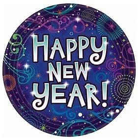 Midnight Festivities Blue New Year's Eve Holiday Party 9" Paper Dinner Plates - Image 1 of 1