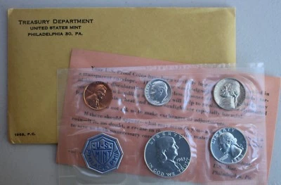 1963 Annual 5 Coin Proof Set Silver Coins and Envelope with Franklin Half Dollar - Image 1 of 4