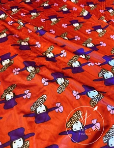 RARE! 60's | 70's Vintage Fabric 42" x 5.25 Yards. Rayon. DISCO Lady Purple Hat. - Picture 1 of 3