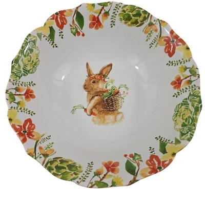 Pier 1 Imports Lilly Easter Bunny Rabbit 10" tigela de porcelana para servir salada - Imagem 1 de 4