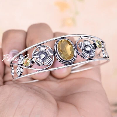 Bracciale in argento sterling 925 con più pietre preziose con topazio citrino... - Immagine 1 di 4