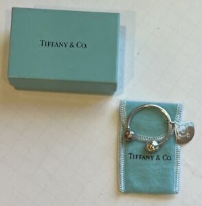 Tiffany & Co Silver Baseball Diamond Charm Key Chain /Ring with Gift Bag & Box