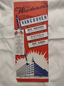 WOODWARD'S DEPARTMENT STORE Vancouver BC 1950's Tourist Guide/Map FREE SHIPPING - Picture 1 of 12
