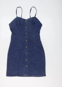 Denim & Co. Womens Blue Cotton Mini Size 8 Sweetheart Button - Picture 1 of 10