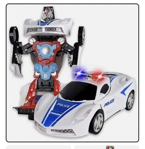 Robot Police Car Transformers Toy Lights Sounds Bump and Go Action (autobots FX) - Picture 1 of 18