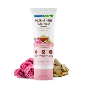 Mamaearth Multani Mitti FaceWash withBulgarian Rose For Oil Control & Acne-100ML - Picture 1 of 6