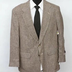 John Weitz 100% Silk Beige Web 2 Button Single Vent Sport Coat Jacket Mens 42 R - Picture 1 of 12