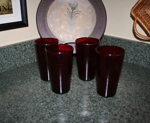 POTTERY BARN TULUM ACRYLIC TUMBLERS - SET/4- RED - Picture 1 of 3