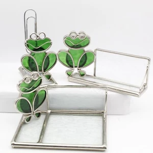 Buntglas Frosch Schreibtisch Set Klebeunterlage, Visitenkarte & Briefhalter Vintage - Bild 1 von 11
