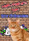 Ginger Cat Graffiti Wall Fathers Day Personalised Greeting Card pidfd6 Dad Daddy