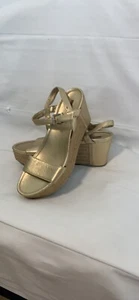 Prada Gold Leather High Platform Ankle Strap Sandals 40 MSRP $710 - Picture 1 of 10