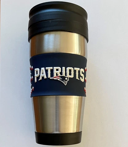 NFL New England Patriots Stainless Steel Travel Coffee Mug Cup Tumbler 16 oz Cover