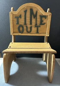 Vintage Wood Bear/ Doll Time Out Chair 11.75X7.25X7.25 Approx. Antique Stool - Picture 1 of 9
